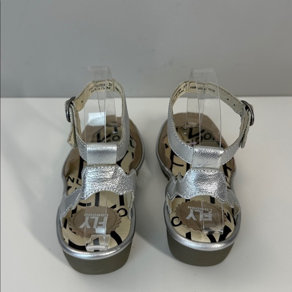 Fly London at and Silver Metallic Pine Leather Sandals Size 37(6.5-7) - Picture 7 of 15